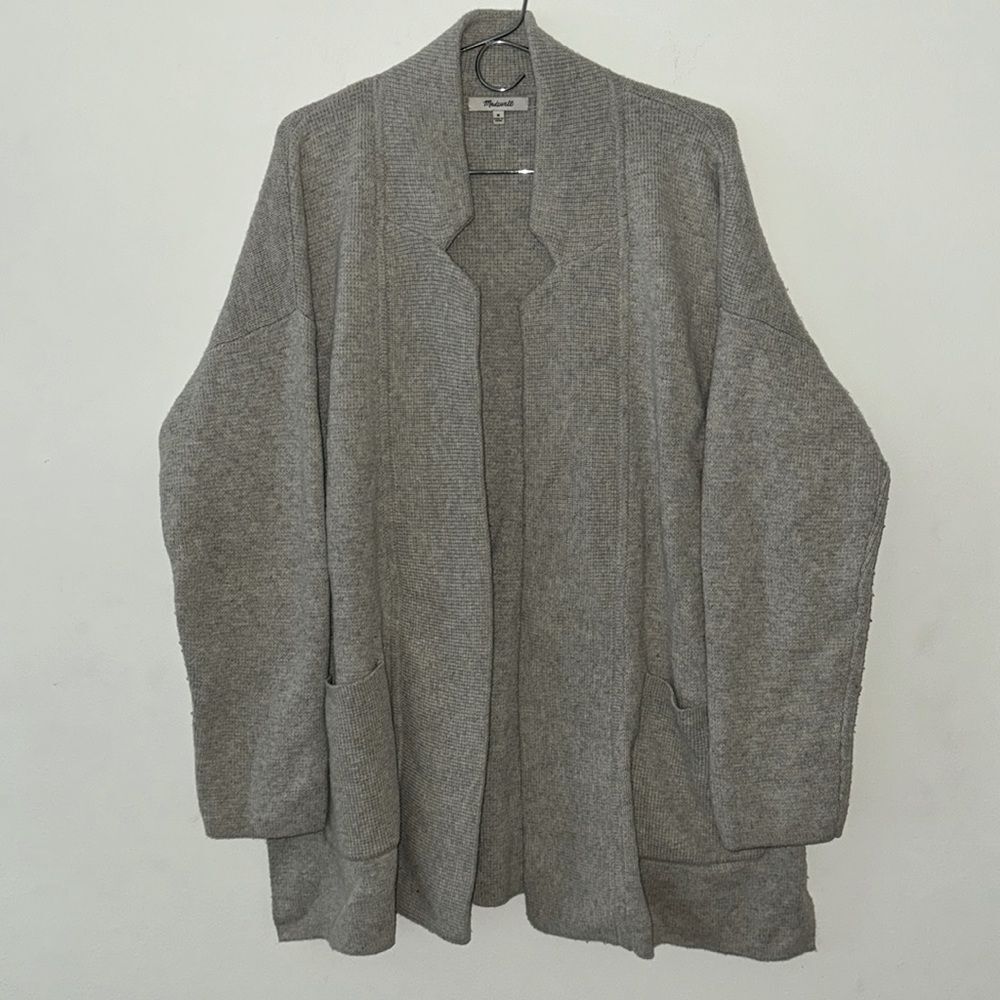 Madewell Spencer Merino Wool Blend Open Front Cardigan Sweater Gray J9837 M